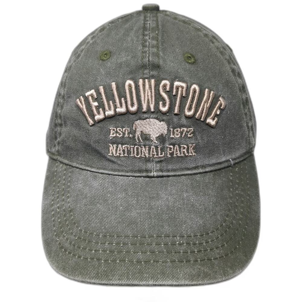 Lucky 7 Yellowstone National Park Buffalo Green One Size Baseball Cap Hat Cotton